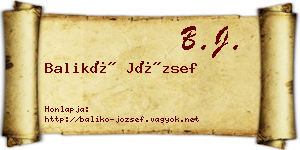 Balikó József névjegykártya